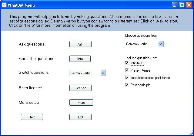 German Verbs checkboxes